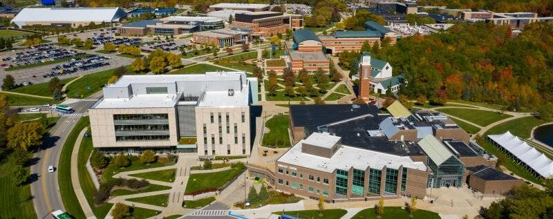 aerial view of gvsu campus